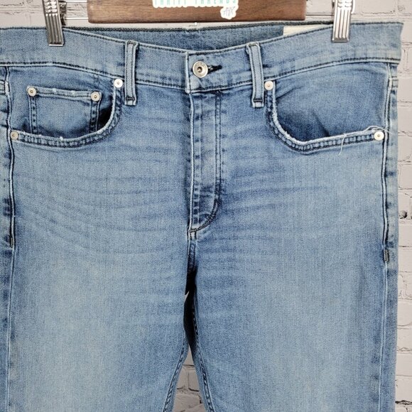 Rag & Bone Blue Denim Fit 2 Slim Straight Distressed Stretch Jeans 34x32 - Picture 8 of 16